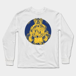 Navy Gold Circle of Ornament Long Sleeve T-Shirt